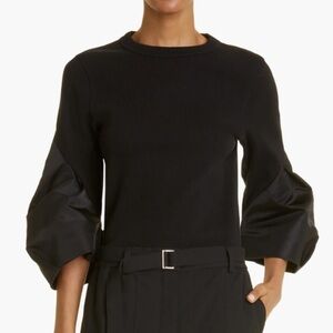 Sacai Black Balloon-Sleeve Knit Blouse